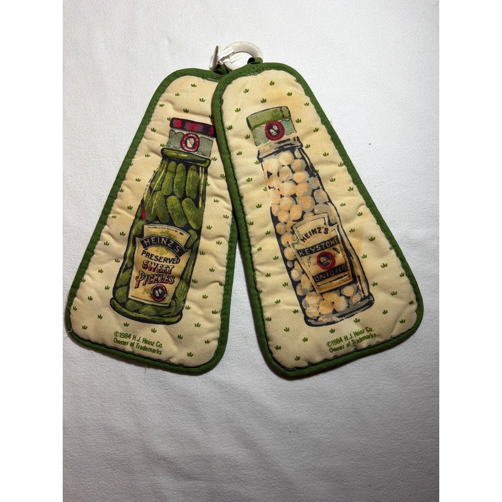 Vintage 1984 Heinz Pot Holder Set Sweet Pickles & Keystone Onions Retro Kitchen